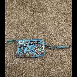 Vera Bradley Teal and Blue Fabric Wristlet